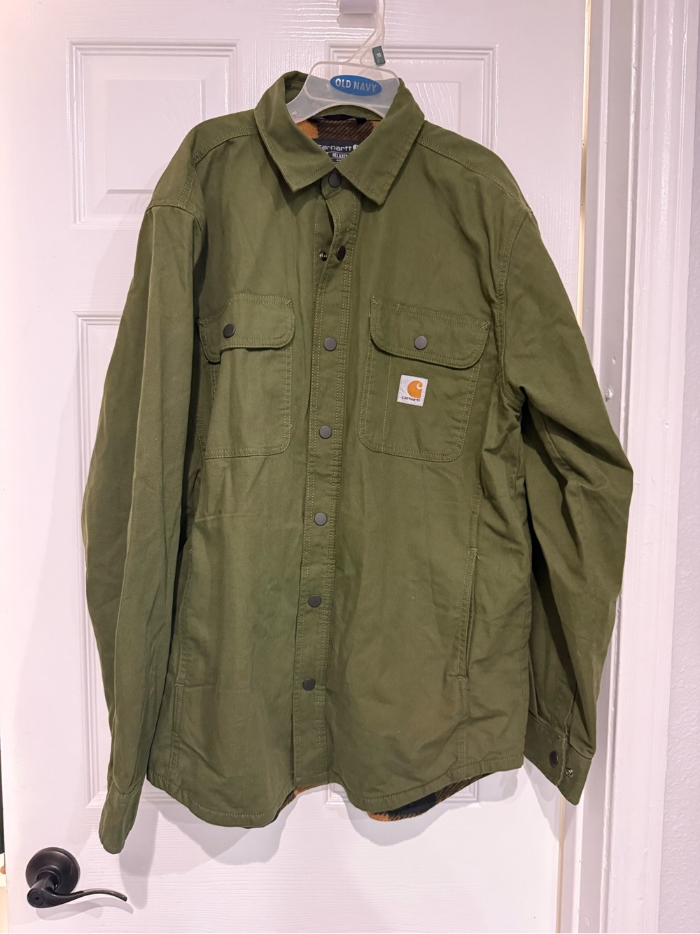 Carhartt Men’s Olive Green Canvas Work Jacket - Fleece Lined size Men’s Medium